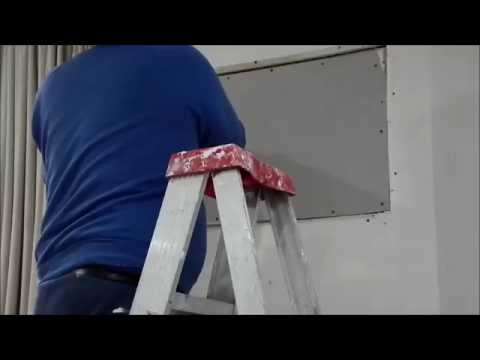 Plastering a hole in the wall where an air conditioner was